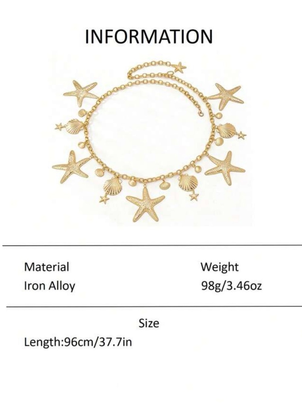 Starfish & Shell Charm Waist Chain belt - Picture 5 of 5